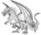 european medieval dragon. Graphic style black and white vector