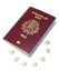 European passport laying on the euro stars