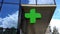 EUROPEAN PHARMACY SIGN: The green cross, often animated, is a symbol found in many countries in Europe