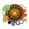 European roulette. Logo for Roulette gamble.