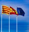 European, Spanish and Catalonian flag