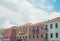 European style tenement houses and blue sky.