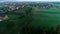 European suburb panoramic view on early morning. 4K