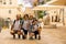 European tourist family, visiting Jerusalem, meeting new culture