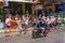 European tourists celebrate the traditional Thai New Year, poured water. Songkran Festival