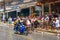 European tourists celebrate the traditional Thai New Year, poured water. Songkran Festival