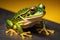 European tree frog, Hyla arborea isolated on solid colour background. ai generative