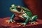 European tree frog, Hyla arborea isolated on solid colour background. ai generative