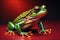 European tree frog, Hyla arborea isolated on solid colour background. ai generative