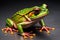 European tree frog, Hyla arborea isolated on solid colour background. ai generative