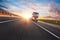 European truck vehicle with dramatic sunset light