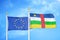 European Union and Central African Republic two flags on flagpoles and blue sky