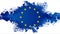 European Union concept grunge flag. Blue blot on white background video animation