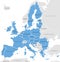 European Union countries, English labeling, political map