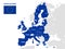 European Union countries map. EU member country names, europe land location maps vector illustration
