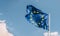 European Union EU flag against a blue sky. Soon there will be one less star since the UK voted to leave the EU in 2016,