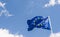 European Union EU flag against a blue sky. Soon there will be one less star since the UK voted to leave the EU in 2016,