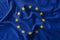 European Union & x28; EU & x29; flag painting on high detail of wave cotton fabrics . 3D illustration