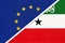 European Union or EU and Somaliland national flag from textile. Symbol of the Council of Europe association