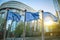 European union flag against parliament in Brussels