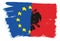 European Union Flag & Albania Flag Vector Hand Painted with Rounded Brush
