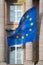 European Union Flag on Federal Parliament of Belgium in Brussels.