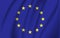 The European Union flag, fluttered in the wind. Sewn from pieces of cloth, a very realistic detailed flags waving in the
