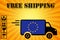 European Union Logistics Concept. black Commercial Industrial Cargo Delivery Van Truck Loaded with Cardboard Box with Free