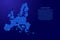 European Union map abstract schematic from blue triangles repeating pattern geometric background with nodes and space stars for