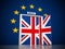 European Union map around open door leading to British flag. 3D illustration