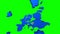 European Union - map and flag, countries isolated on green background - 4K animation