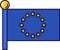 European union official flag on flagstaff vector