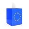 European Union Vote Concept. Vote Paper falls in to Vote Box with European Union Flag. 3d Rendering