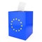 European Union Vote Concept. Vote Paper falls in to Vote Box with European Union Flag. 3d Rendering