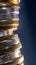 European wealth Close up of creatively stacked euro coins in variation