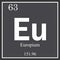 Europium chemical element, dark square symbol