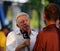 Eurosport analyst Grand Slam Champion Boris Becker conducts interview during 2018 US Open