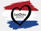 Eurovision 2021. Text Song Contest Rotterdam 2021 Eurovision Heart on Netherlands Flag on white background