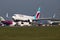 Eurowings Boeing 737-800 D-ABKN passenger plane arrival and landing at Vienna International Airport