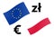 EURPLN forex currency pair vector illustration. EU and Polish flag, with Euro and Zloty symbol