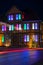Eutin Schleswig Holstein Germany - December 21, 2020: view of house with colourful lights, night city