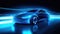 An EV car with motion lighting. Automotive innovation and technology concepts. Generative Ai