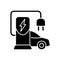 EV charging station black glyph icon