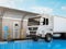 Ev logistic trailer truck or electric vehicle lorry at charging station