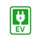 EV with plug icon, Electric vehicle parking and charging station sign, Vector illustration.