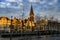 Evangelical Reformed Church Evangelisch Reformierte Kirche in the evening sunset light. Leipzig, Germany. November 2019