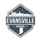 Evansville Indiana Travel Stamp Icon Skyline City Design Tourism. Seal Passport Vector.