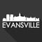 Evansville Indiana United States Of America USA Icon Vector Art Flat Shadow Design Skyline City Silhouette Black Background