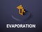 Evaporation isometric icon, on color background