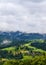 Evaporation water over spruce forest in the morning after rain. Carpathian mountains. Village Vorokhta. Ukraine